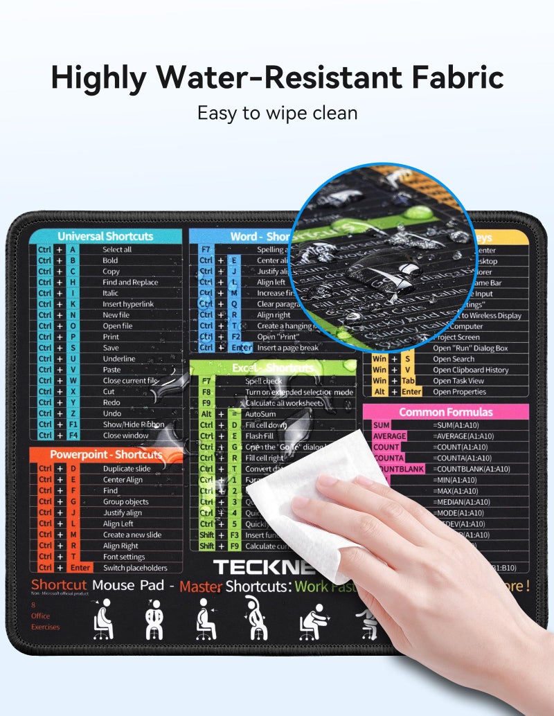 TECKNET Mouse Pad for Excel Word PowerPoint Windows Shortcuts - Image 3