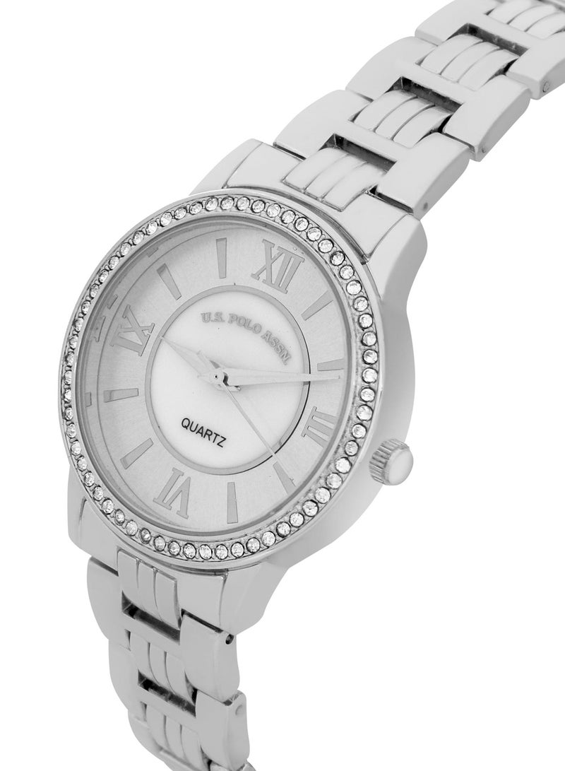 U.S. Polo Assn. Women's Quartz Watch, Analog Display and Silver Plated Set watch - Image 2