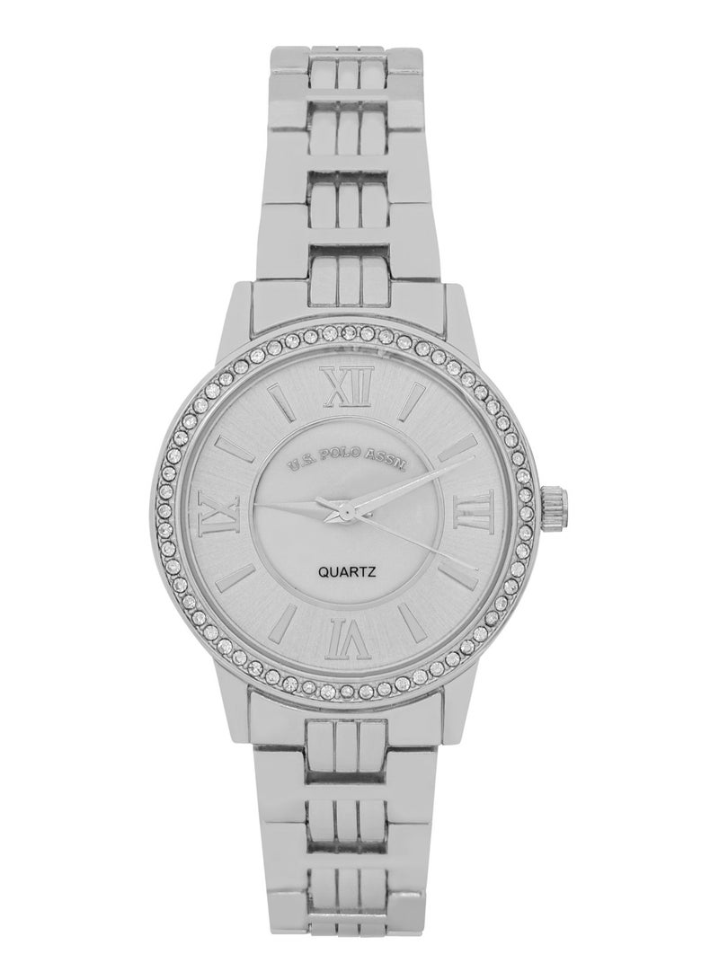 U.S. Polo Assn. Women's Quartz Watch, Analog Display and Silver Plated Set watch - Image 4