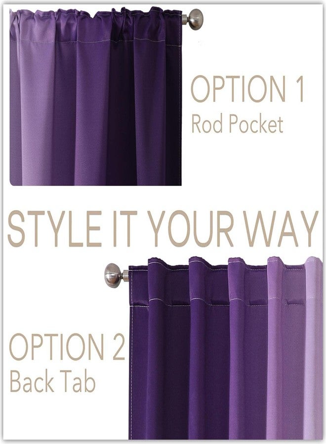MIUCO Blackout Curtains & Drapes for Bedroom Living Room 84 Inches Long Purple and White Room Darkening Ombre Curtains Rod Pocket & Back Tab Curtains Thermal Insulated Light Blocking 2 Panels Set - Image 4