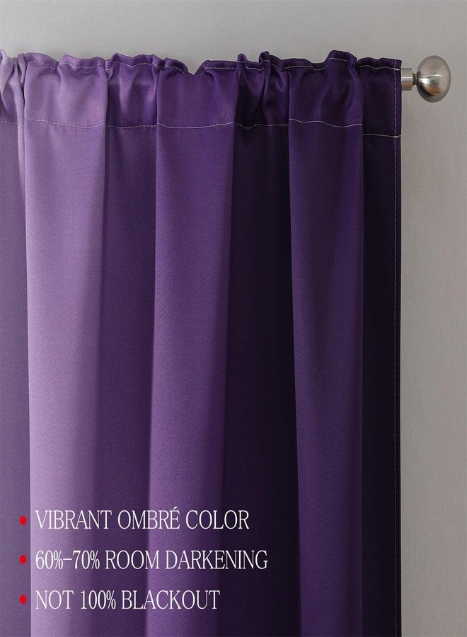 MIUCO Blackout Curtains & Drapes for Bedroom Living Room 84 Inches Long Purple and White Room Darkening Ombre Curtains Rod Pocket & Back Tab Curtains Thermal Insulated Light Blocking 2 Panels Set - Image 3