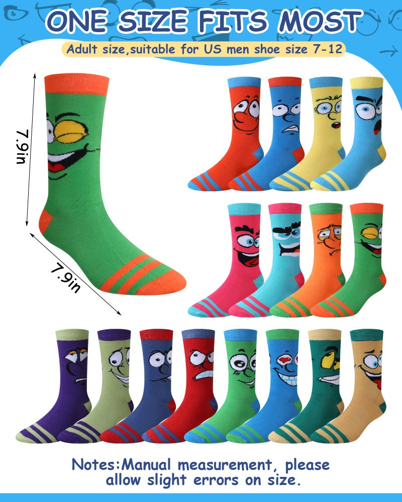 Croloose 8 Pairs Funny Emotion Crew Socks for Men Mismatch Crew Dress Socks Novelty Different Fun Designs Colors Socks Holidays Gifts for Men Dad Grandpa - Image 3