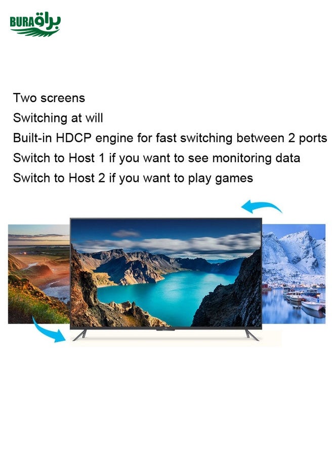 BURAQ - BW-21UHB 2 Port 2 In 1 Out HDMI KVM Switch - Image 1