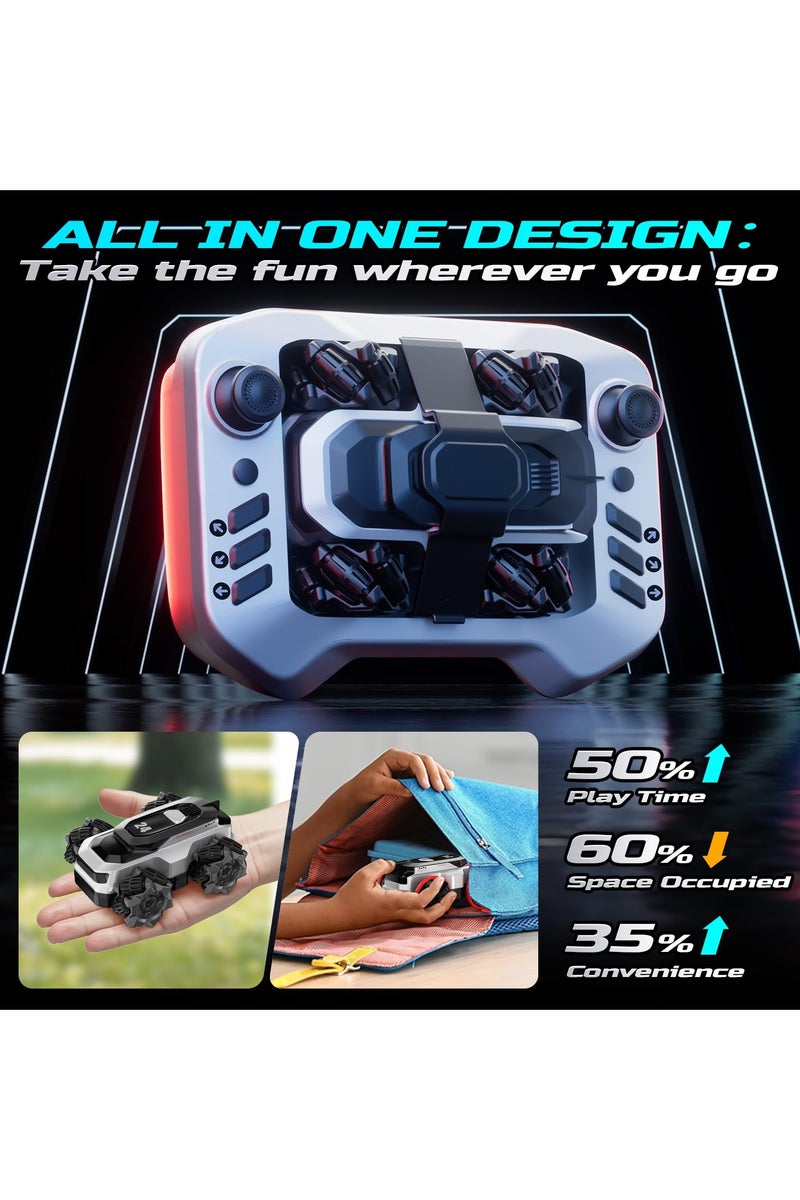 Amphibious Remote Control Car for Kids – Waterproof Mini 4WD RC Stunt Truck with 360° Spins, Dual Batteries, Drives on Land & Water, Summer Gift Toy - Image 3