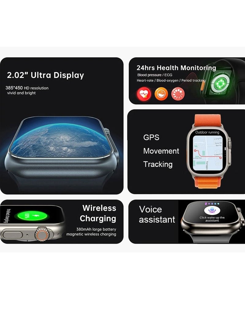 ساعة ذكية Ultra 8 Smartwatch Series ultra I S8 مقاس 49 مللي متر وشاشة 1.99 بوصة 4 لعبة صغيرة أشرطة مزدوجة فائقة ساعة ذكية مع حزام من السيليكون