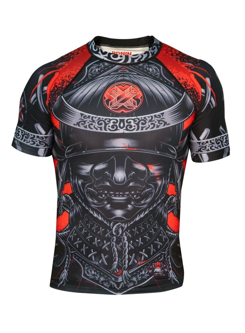 Ronin Brand Ronin Samurai Blackout Ghost Rash Guard Base Layer Compression Shirt for BJJ MMA Grappling (Med) - Image 1