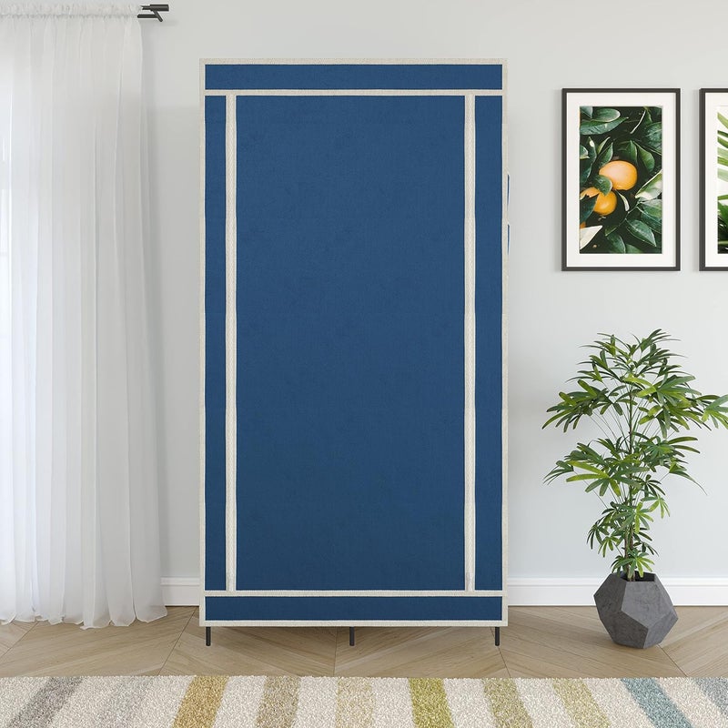 GTC Collapsible Wardrobe Closet for Clothes Almira 8 Shelves 1 Side Pocket NonWoven Fabric 90GSM 76x38x145cm 77002 Blue - Image 3