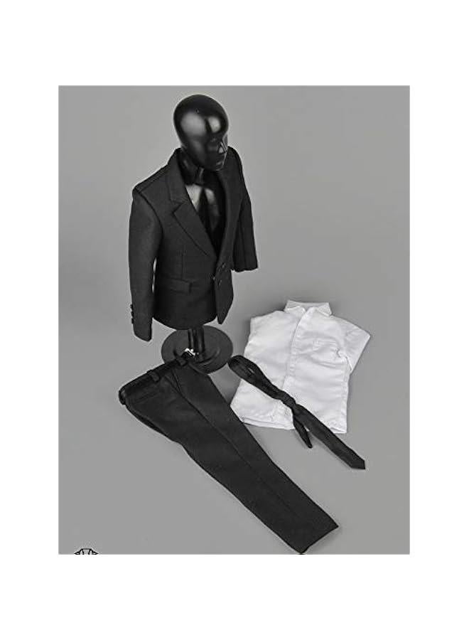 1/6 Scale Male Figure Doll Clothes, Handmade Full Suit, Jacket, Shirt, Pant & Accessories Outfit for 12 Male Action Figure DC082 (Black)  - Image 1