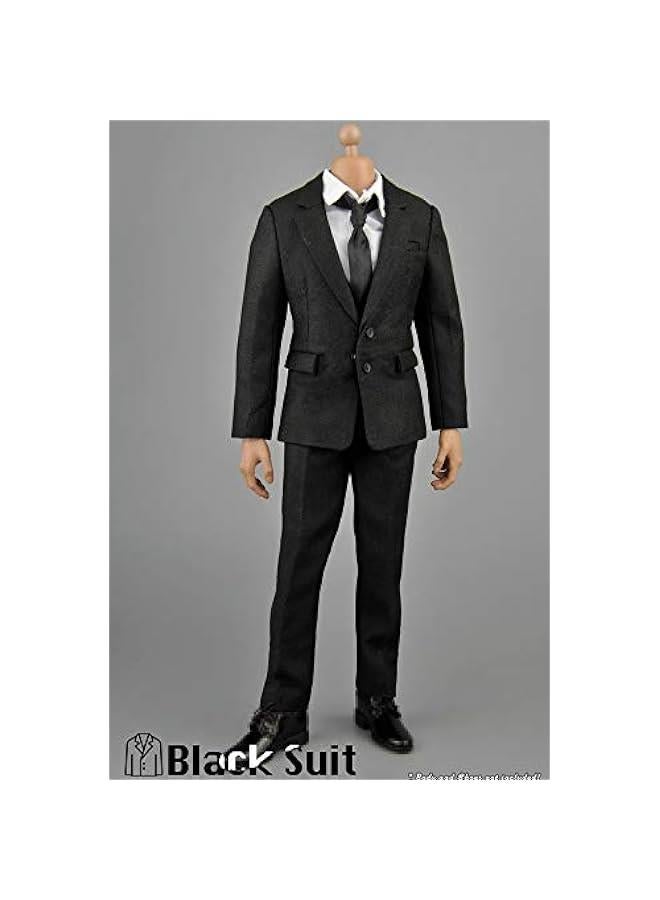1/6 Scale Male Figure Doll Clothes, Handmade Full Suit, Jacket, Shirt, Pant & Accessories Outfit for 12 Male Action Figure DC082 (Black)  - Image 2