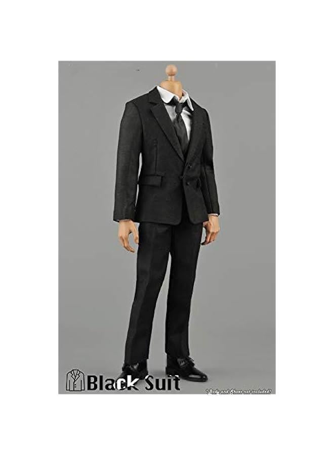 1/6 Scale Male Figure Doll Clothes, Handmade Full Suit, Jacket, Shirt, Pant & Accessories Outfit for 12 Male Action Figure DC082 (Black)  - Image 3