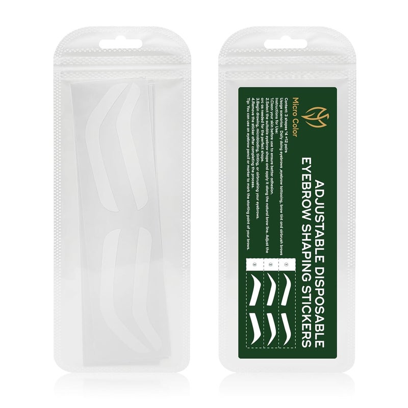 Generic Disposable Eyebrow Stencils Shape Tape Eyebrow Tattoo Auxiliary Sticker Adjustable Airbrush Brow Shaping Mapping Templates PMU Air Brush Guide Tape for Tinting Makeup Each Bag 12 Pairs 12 Pairs
