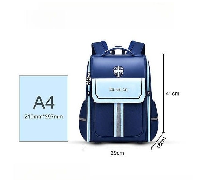 Kids School Backpack British Style 6-10 Years,School Supplies Large Capacity Waterproof Spine-Protective Wear-Resistant Bag - Image 2