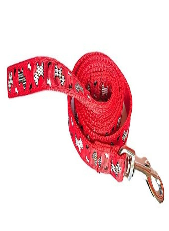 D&C PAWS 15mm Adjustable Nylon Dog and Cat Collar with Leash - Quick Release, Breathable Design, Easy Clip Buckle, and Bell for Pets (Red) - Image 2
