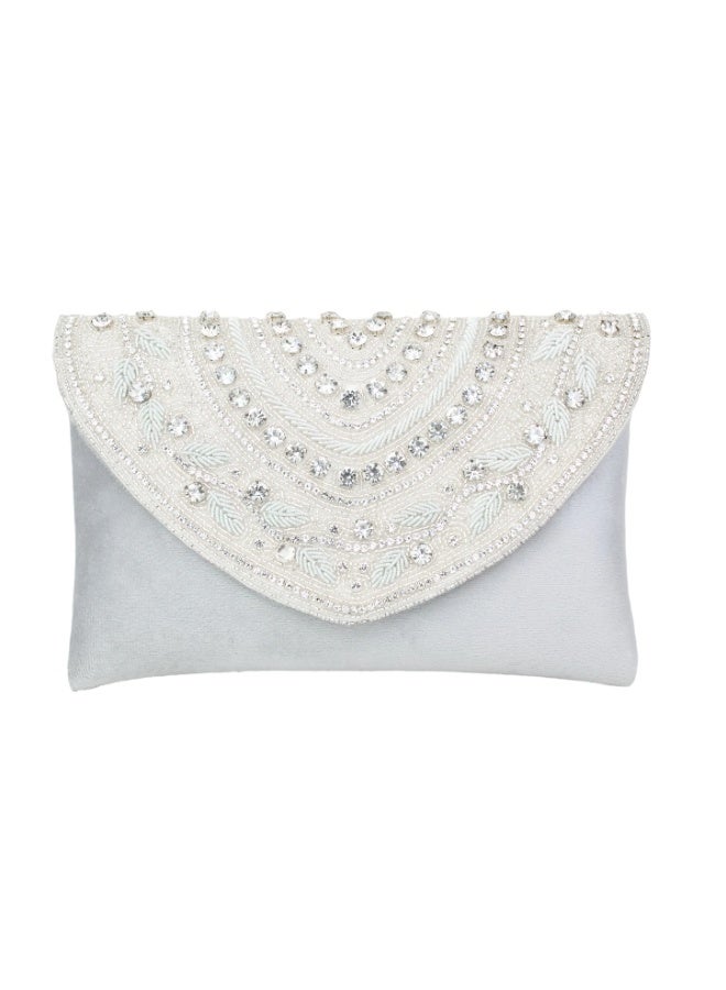 Dollar's Fashion Women’s Suede Clutch, Stylish Handheld Purse, Lightweight Fashion Accessory, Elegant Casual Party Travel Bag, Trendy Everyday Work Shopping Tote (Silver) - Image 1