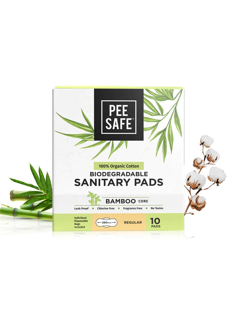 بيساف بي سيف فوط صحية من القطن العضوي %100 ولب الخيزران، قابلة للتحلل، فائقة الامتصاص ومقاومة للتسرب، خالية من العطور، حجم عادي، 10 فوط - 3 قطع - Image 2