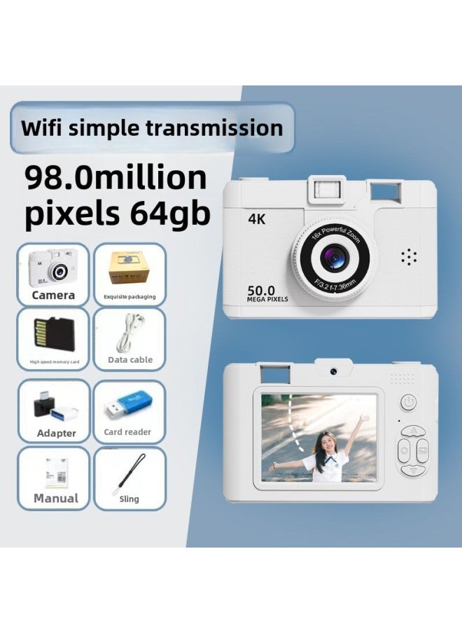 Generic Ccd Camera Hd Dual Camera Student Party Campus Version Photo Travel Digital Camera Birthday Gift-Body Color:M16 Milk Powder White  2-year Warranty - 64g Memory Card  Store Manager Recommend  - Image 1