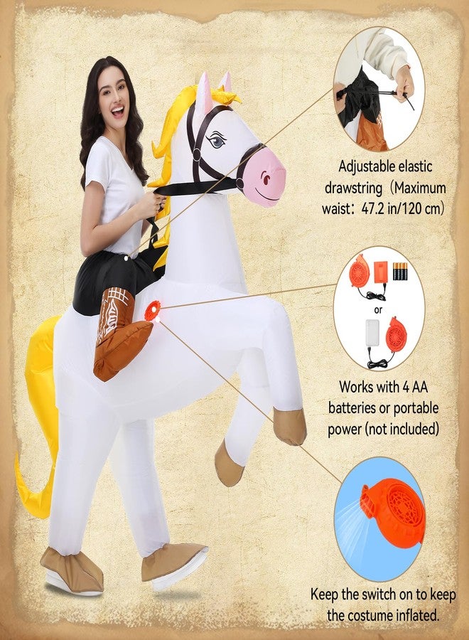 Stegosaurus Inflatable Horse Costume Adult Halloween Blow Up Costumes Ride On White Horse Costume Funny Riding Horse Suit for Men Women Cosplay Kentucky Derby Party - Image 5