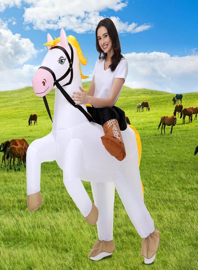Stegosaurus Inflatable Horse Costume Adult Halloween Blow Up Costumes Ride On White Horse Costume Funny Riding Horse Suit for Men Women Cosplay Kentucky Derby Party - Image 4