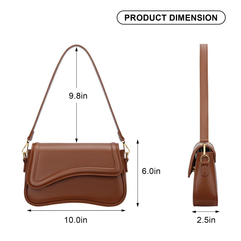 KKXIU Shoulder Bag for Women Small Clutch Purses Cute Hobo Handbag Trendy Underarm Bag-Dark Brown - Image 5