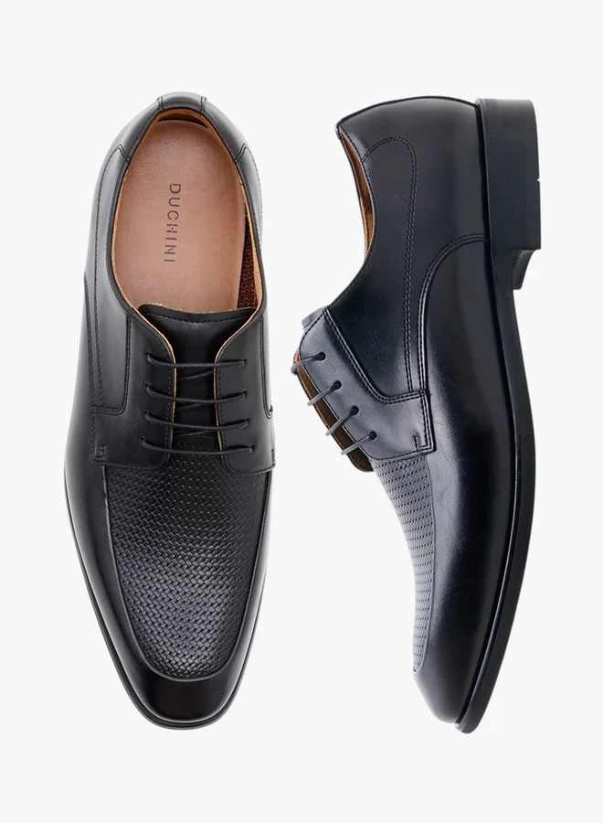 DUCHINI Men's Textured Lace-Up Derby Shoes