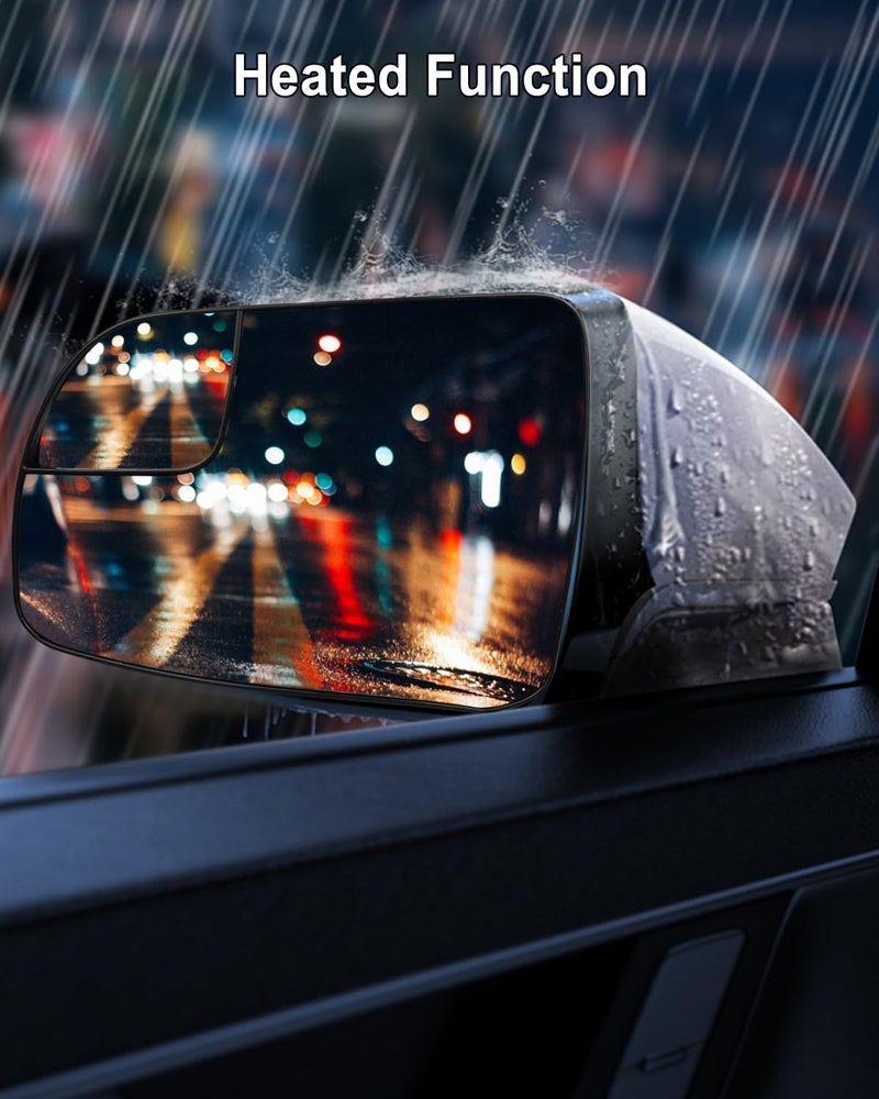 تيكساينس زجاج المرآة المدفأة على جانب السائق من TIKSCIENCE بديل لفورد إيدج MKX 2011-2014، زجاج مرآة جانبية محدب مع حامل خلفي - Image 3