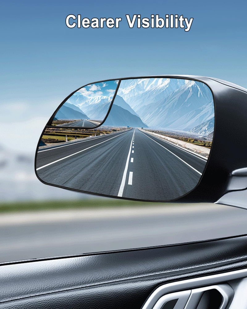 تيكساينس زجاج المرآة المدفأة على جانب السائق من TIKSCIENCE بديل لفورد إيدج MKX 2011-2014، زجاج مرآة جانبية محدب مع حامل خلفي - Image 2
