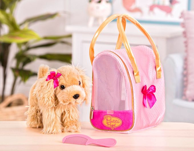 Pucci Pups Plush Puppy  Carrier Bag  Golden Dot Glam Bag & Cocker Spaniel  Comb & Purse  Stuffed Animal  2+ Years - Image 5