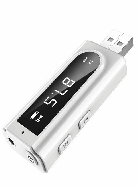 USB Bluetooth Transmitter Receiver with Screen, 3-in-1 Bluetooth 5.0 Adapter Support TF Card & FM Transmit,3.5mm Bluetooth
