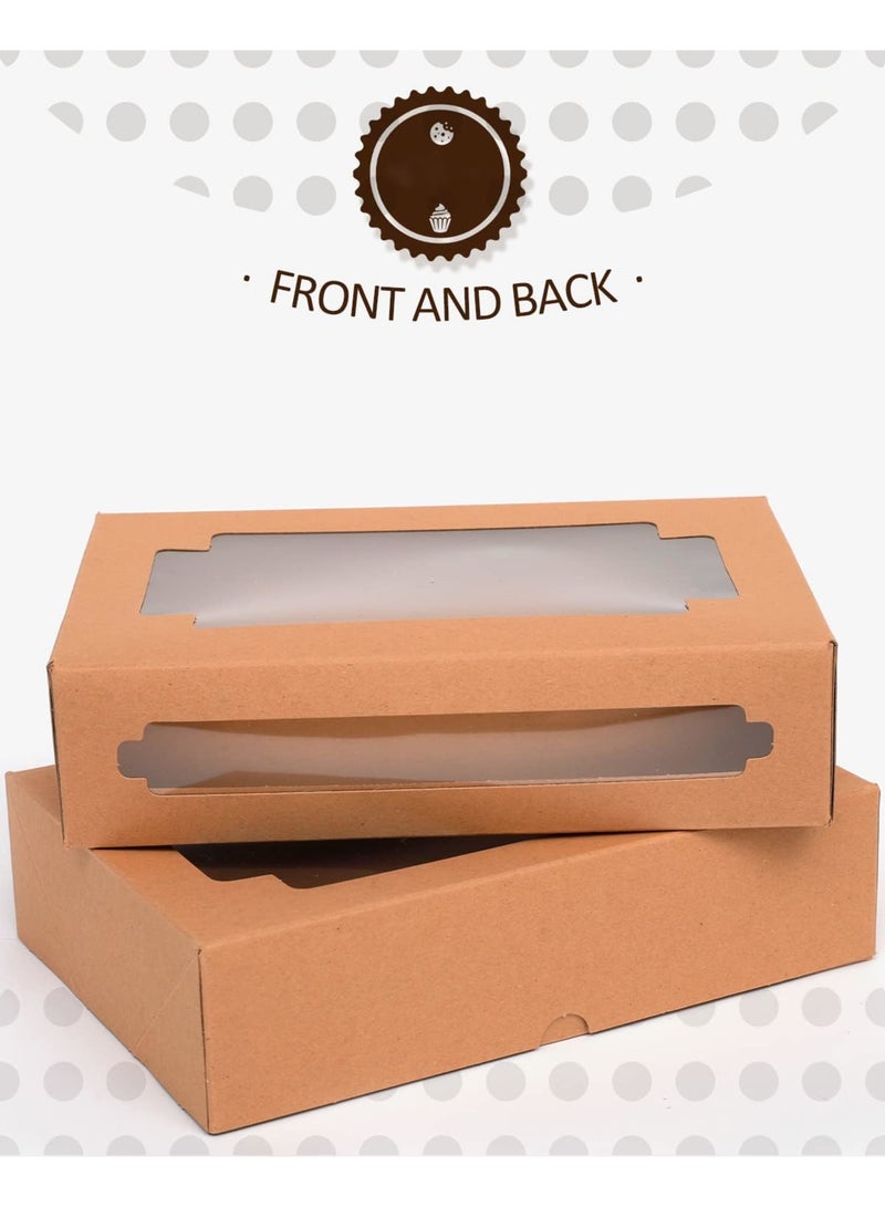 SYOSI Kraft Cookie Boxes, Auto Pop Up Treat Boxes with Clear Window for Gift Giving, One Second Folding Pastry Boxes for Donuts Candies Biscuits and Desserts, 8x5.3x2 Inch Brown Boxes, 36 Pack - Image 4