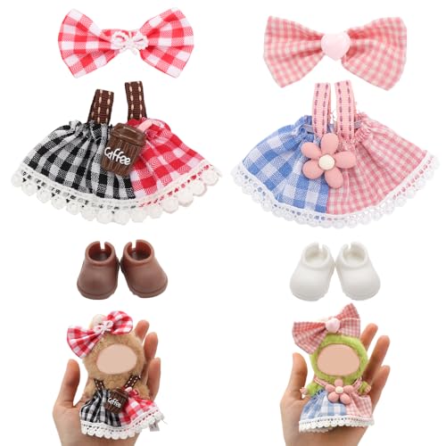 WALLFID Mini Doll Clothes for 10cm Dolls Fashion Outfits Accessories Set Compatible with Pin for Love Series Mix Match for DressUp Display Role Play Photos No Doll Coffee Dress - Image 1