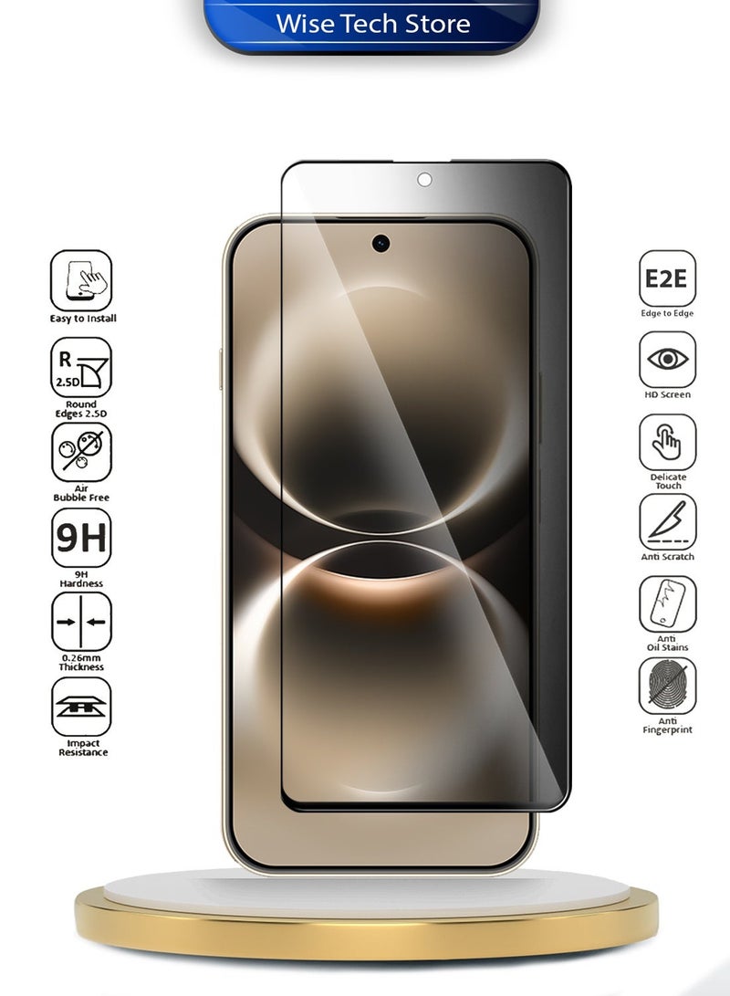 Wtech Huawei nova 15 Max 4G 2026 Premium E2E Series Privacy Full Glue Full Cover Tempered Glass Screen Protector (MSGECP) - Clear/Black - Image 2