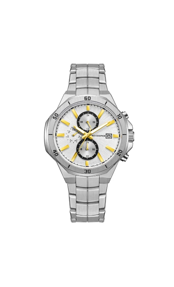 Lee Cooper LEE COOPER LC08087.330 Men's Multi Function Display Watch & Metal Strap Silver