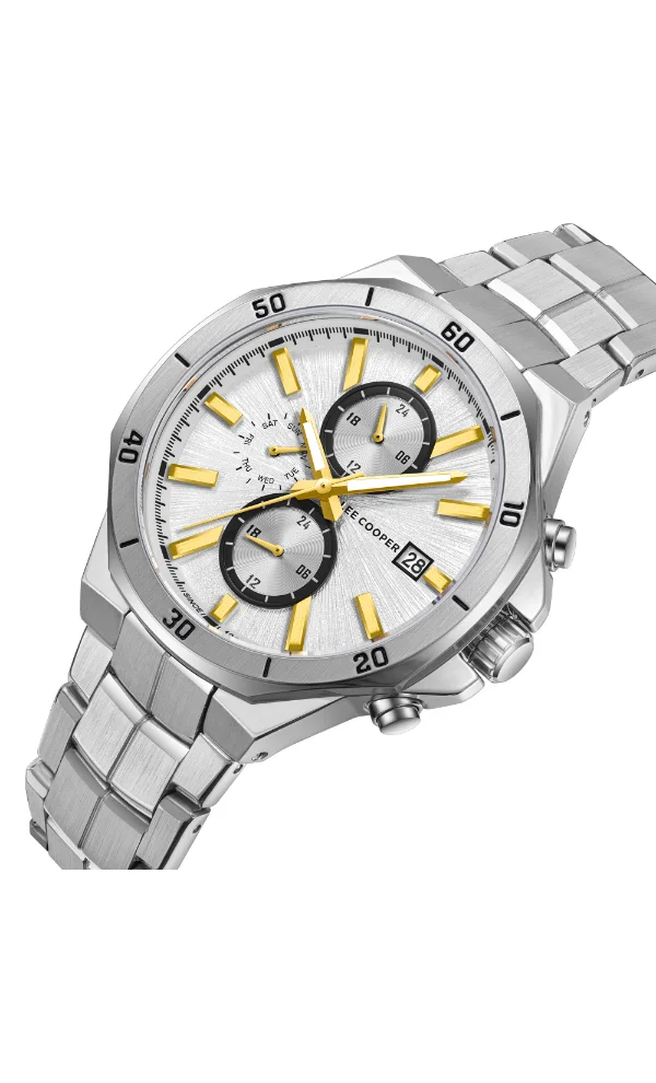 Lee Cooper LEE COOPER LC08087.330 Men's Multi Function Display Watch & Metal Strap Silver