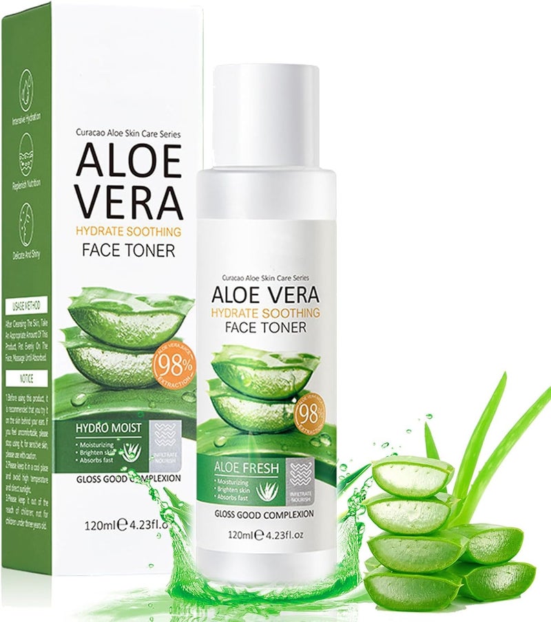 Aloe Vera Gel Face Toner for Face Korean SkincareNatural Aloe Hydrating TonerPure Smoothing Vegetable Glycerin for SkinMoisturizing Promote Pore MinimizerExfoliatingAloe Vera