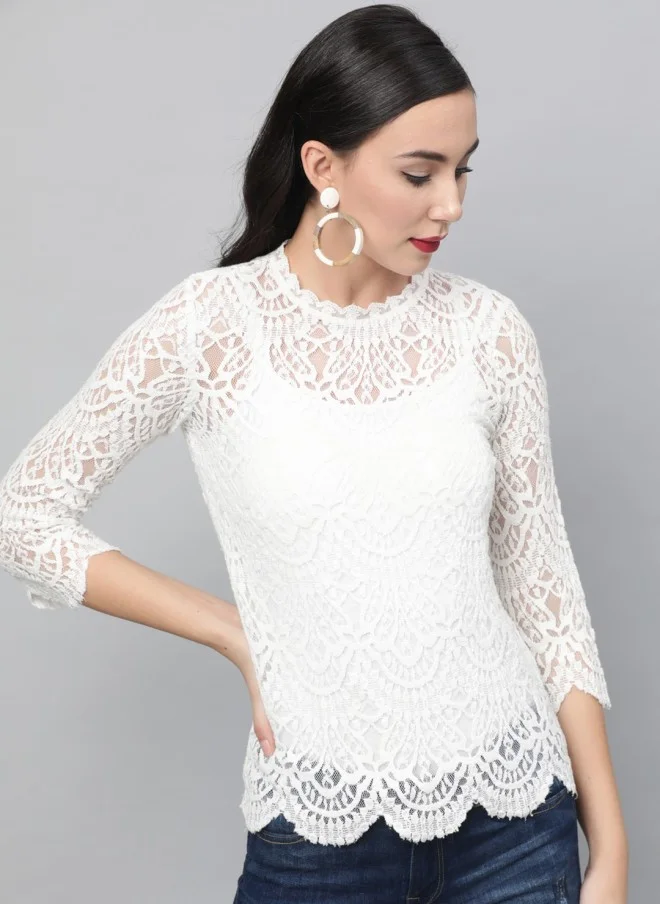 STREET 9 White Lace Top for Women
