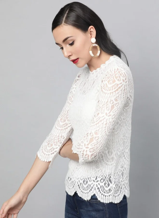 STREET 9 White Lace Top for Women