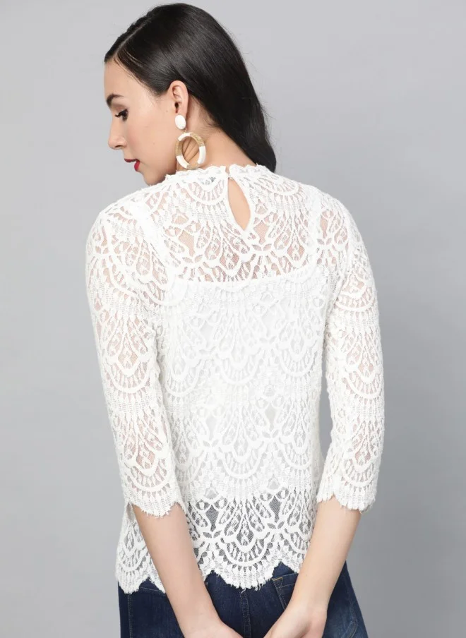 STREET 9 White Lace Top for Women