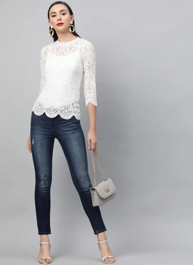 STREET 9 White Lace Top for Women