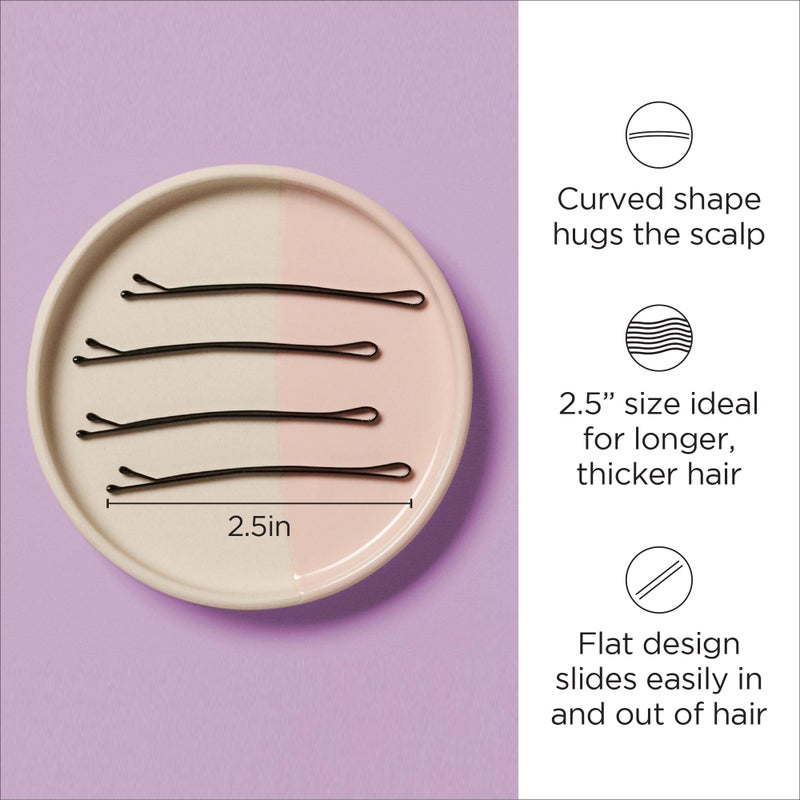 Diane Curved Hair Bobby Pins for Women â€“ Bulk Pack of 40 Large 2.5â€ Bobby Pins - Black, Curved Flat Design with Ball Tips, D428 - Image 2