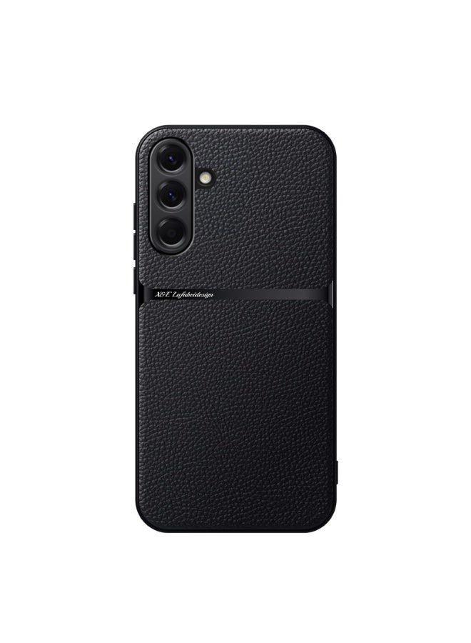 جراب سيليكون من الجلد الصناعي مقاوم للصدمات متوافق مع Samsung Galaxy A17 (اسود) - Image 1