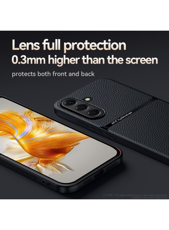 جراب سيليكون من الجلد الصناعي مقاوم للصدمات متوافق مع Samsung Galaxy A17 (اسود) - Image 4