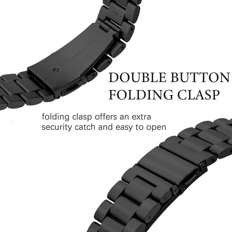 Sounce Stainless Steel Band for Apple Watch Strap Ultra/Ultra 2 Link Bracelet 49mm 44mm 45mm 42mm, Metal Strap with Folding Clasp for Apple Watch Series 9 8 7 6 5 4 3 2 1 SE - Black - Image 3