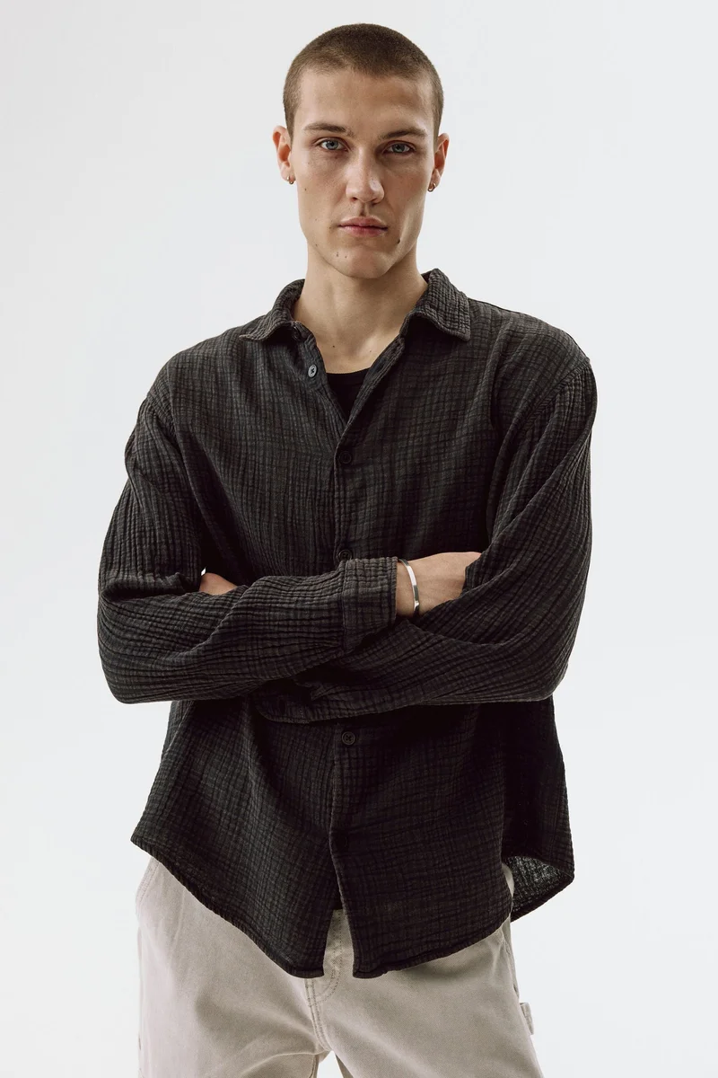 H&M Regular Fit Cotton muslin shirt