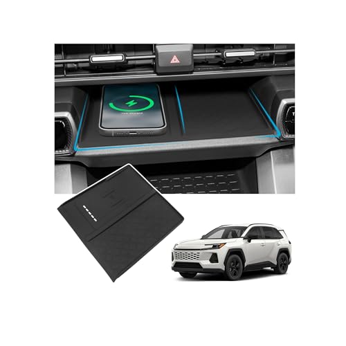 Bercicci Wireless Charging AntiSlip Mat Compatible with Toyota 2026 RAV4 LE SE XLE XSE Limited Hybrid Accessories Black Silicone Material Center Console Organizer Protective Pad - Image 1