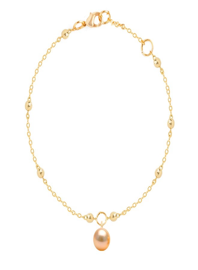 MINUTIAE Gold-Plated Motif Chain Anklet for Women's & Girls_MNT0393GP_G - Image 1