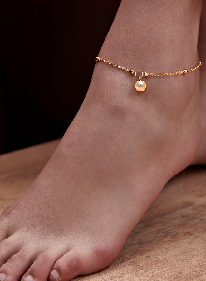 MINUTIAE Gold-Plated Motif Chain Anklet for Women's & Girls_MNT0393GP_G - Image 4