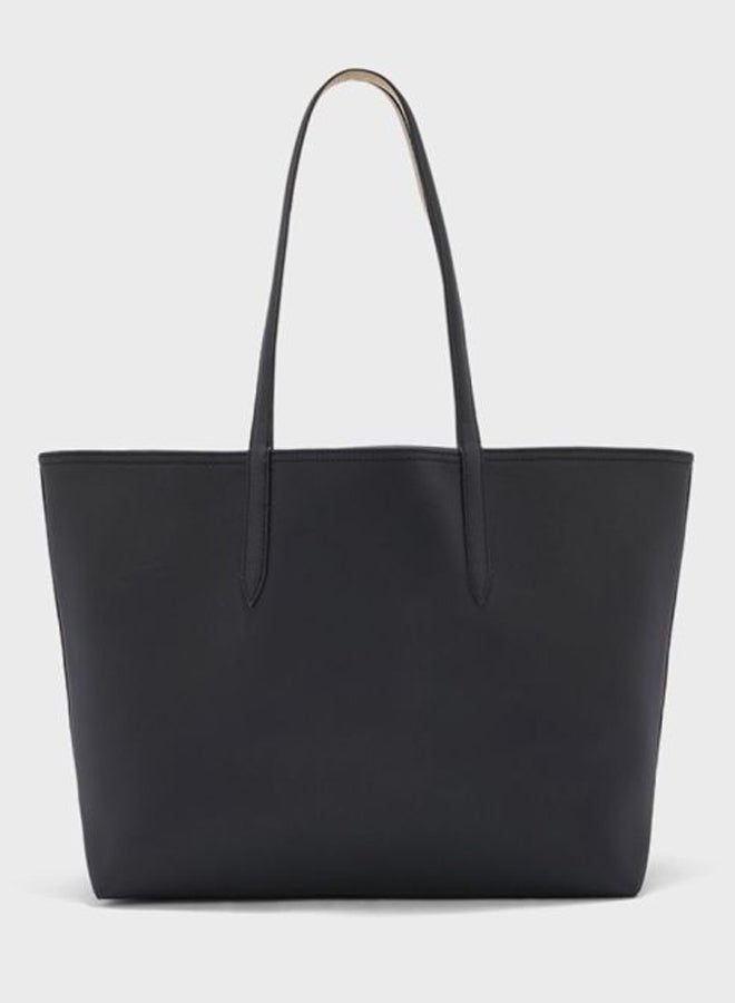 LACOSTE Anna Reversible Tote Bag With Pouch Black/Beige - Image 2