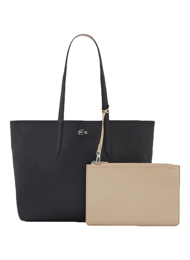LACOSTE Anna Reversible Tote Bag With Pouch Black/Beige - Image 1