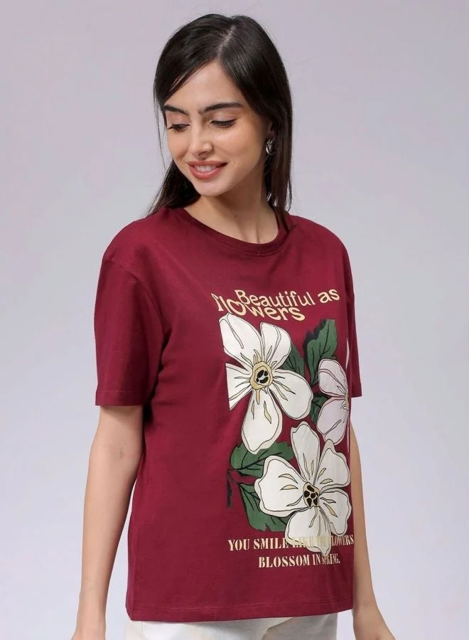 Women Relaxed Fit Solid Crew Neck Short Sleeve T-Shirt