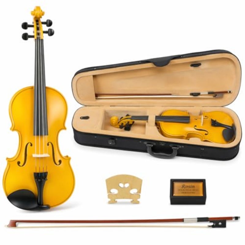 Yellow Finish Handmade 4/4 Full Size Acoustic Violin Indian Maple Wood - Image 4